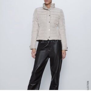 Elegant and fine jacket, ZARA  Cream Puffer with Cropped Fit. NEW WITHOUT TAG.